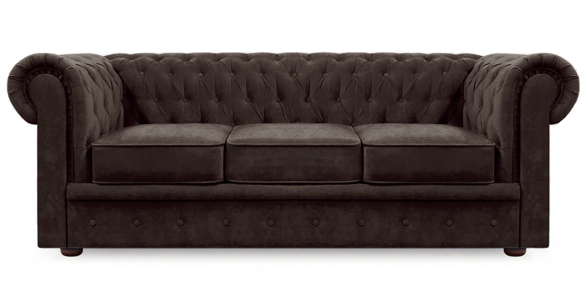 Диван Честер Люкс 3-х местный Темно-коричневый